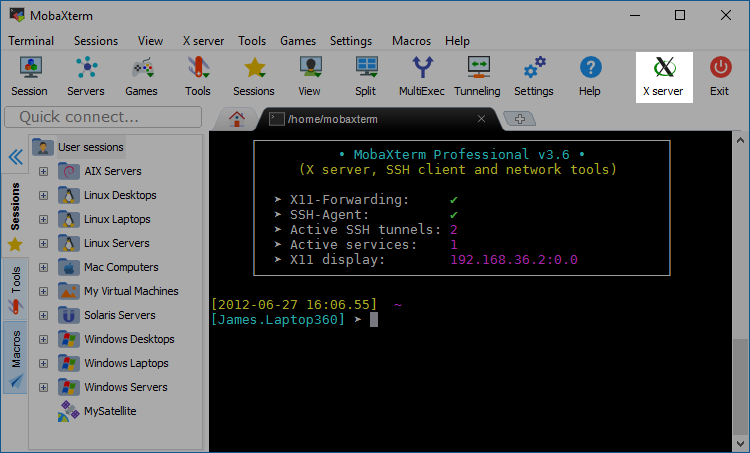 With this icon, you can monitor the X-server state